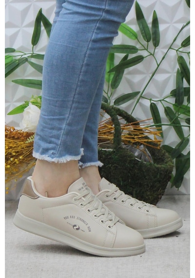Fort Row Lena Bej Rahat Hafif Sneaker Kadın Spor Ayakkabı 001
