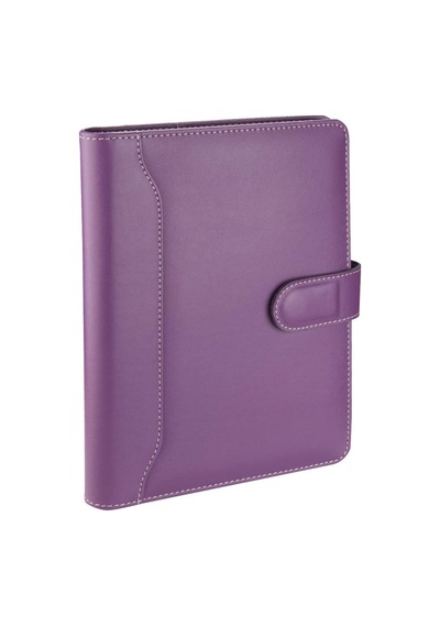 5242 Ajanda Tarihsiz Çizgili 17x24 Cm Ajanda/defter Hesap Makineli Suni Deri Organizer, Lila Çok Renkli