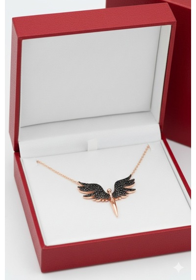 Çekirdekjewelry 925 Ayar Gümüş Rose Kaplama Mikail Kolye Pembe