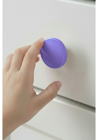 Mor Çocuk Odası Mobilya Kulbu - 55 MM - Abs Plastik Tekli Düğme Dolap ve Çekmece Kulpu Mor