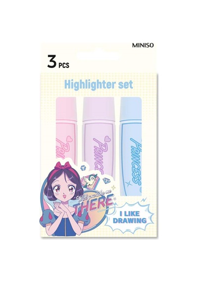 Miniso Disney Manga Prenses Lisanslı 3'lü Marker Set 124-Pembe