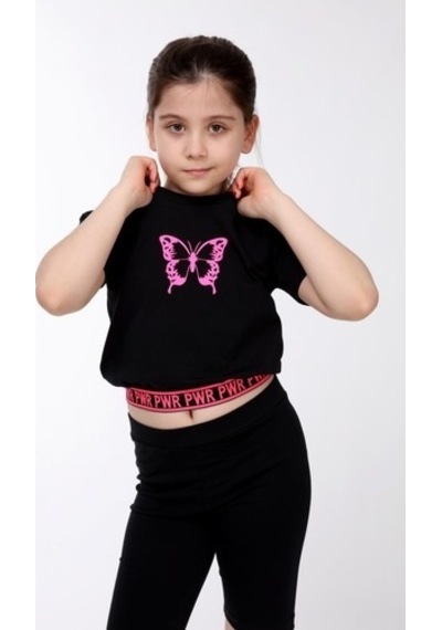 Neslice Kız Çocuk Kelebek Baskılı T-Shirt