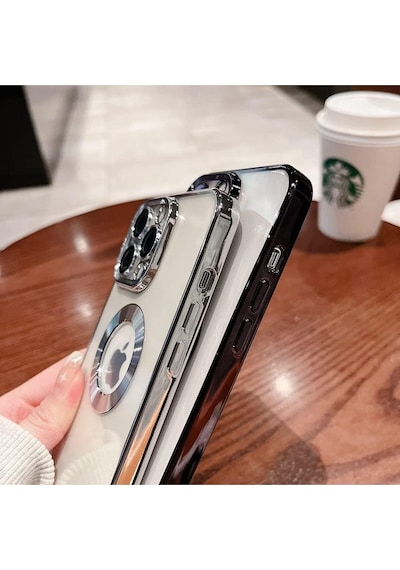 Teknomoda Oppo A60 Kılıf Logo Yeri Açık Kamera Lens Korumalı Renkli Kenarlı Şeffaf Silikon Gold