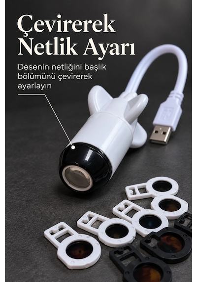 Ers Roket Şeklinde Projeksiyon Lambası Değiştirilebilir Görsel Kartlı