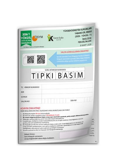 2026/1 Yökdil İngilizce Fen Bilimleri Ösym Çıkmış Soru Tıpkı Basım Deneme Kitapçığı Türkiye Geneli