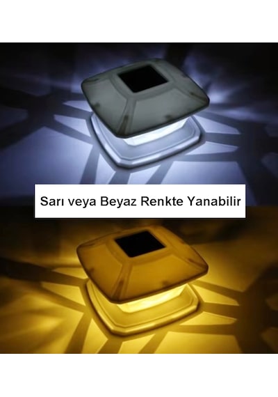 2'li Set Güneş Enerjili Set Üstü Dekoratif Bahçe Aydınlatma Sarı-beyaz Ledli Solar Lamba - Solar Balkon Lambası &