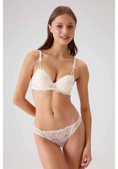 Pierre Cardin Kadın Balenli Destekli Push Up Sütyen Takımı İnci
