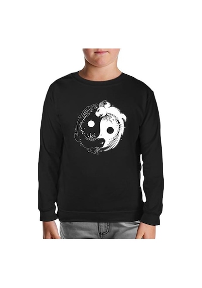 Lord Tshirt Koi Fishes Making Yin Yang Symbol Siyah Çocuk Sweatshirt 001 Siyah
