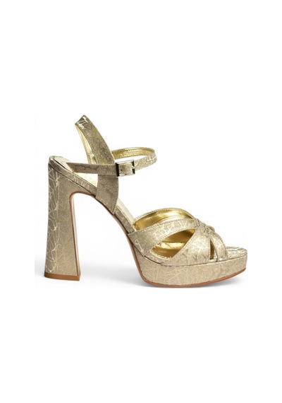 Fox Shoes Y246170214 Altın Sim Kalın Platform Topuklu Abiye Ayakkabı
