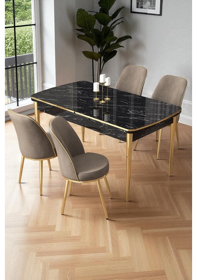Canisa Nira Serisi 70x114 Mdf Siyah Mermer Desen Mutfak Masa Takımı 4 Cappucino Sandalye Gold Detay Siyah Mermer Desen Cappucino Sandalye Ayaklar Gold Canisa Nira Serisi 70x114 Mdf Siyah Mermer Desen Mutfak Masa Takımı 4 Cappucino Sandalye Gold Detay Siyah Mermer Desen Cappucino Sandalye Ayaklar Gold