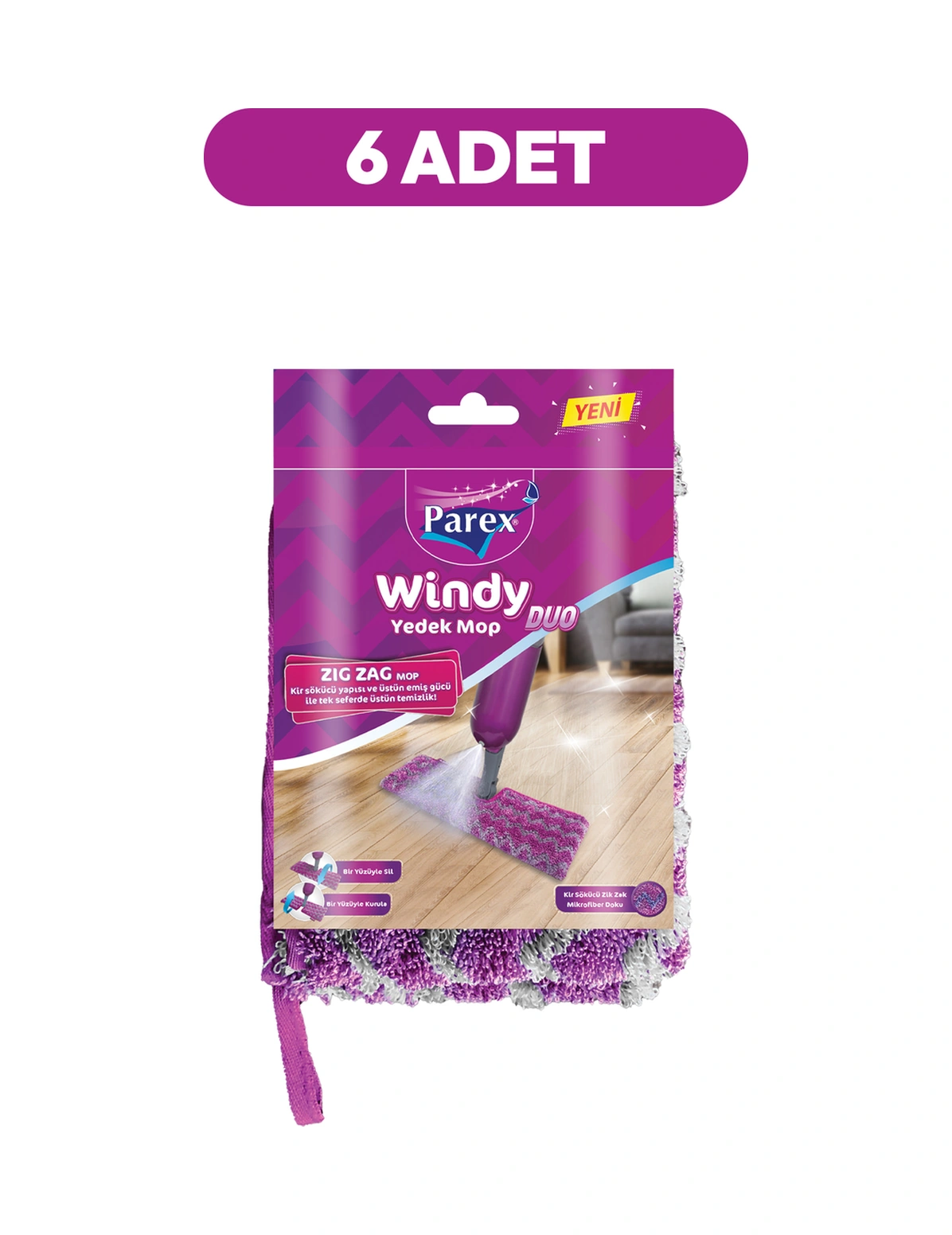 Windy Duo Zigzag Yedek Mop Sapsız 6 Paket