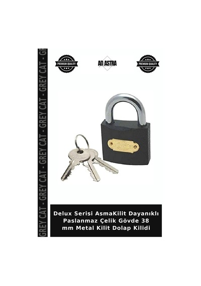 Delux Serisi Asmakilit Dayanıklı Paslanmaz Çelik Gövde 38 Mm Metal Kilit Dolap Kilidi