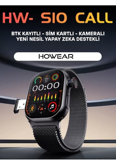 Wearfitpro Hw S10 Call Btk Sim Kartlı Kameralı Yapay Zeka Android Amoled Ekran Akıllı Saat