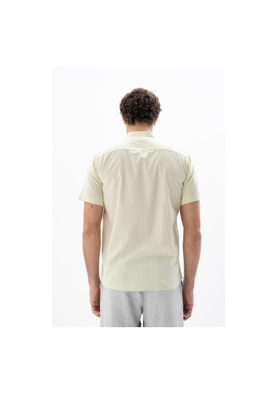 AR-MA Arma Erkek Kısa Kollu Regular Fit Keten Gömlek Y25485116601 Yeşil