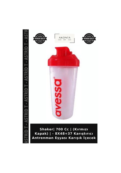 Shaker 700 Cc Kırmızı Kapak - 8x48+37 Karıştırıcı Antrenman Eşyası Karışık İçecek
