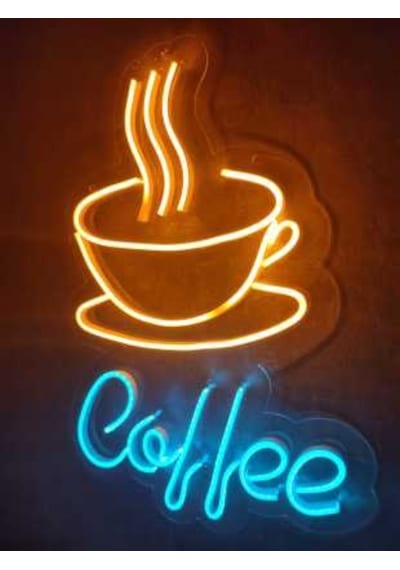 Coffee Neon Tabela Kahve Neon Yazı Dekoratif Duvar Aydınlatması