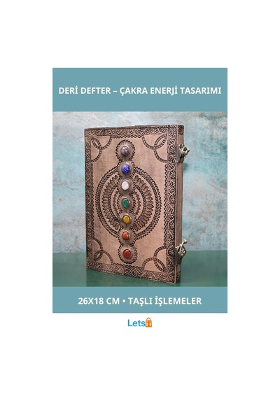 Taşlı Deri Defter 7 Çakra Enerji Dengeleyici 26x18 Cm Çok Renkli