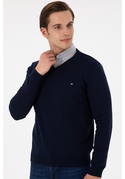U.S. Polo Assn. Erkek Slim Fit V Yaka Lacivert Basic Kazak 50298283-VR033 U.S. Polo Assn. Erkek Slim Fit V Yaka Lacivert Basic Kazak 50298283-VR033