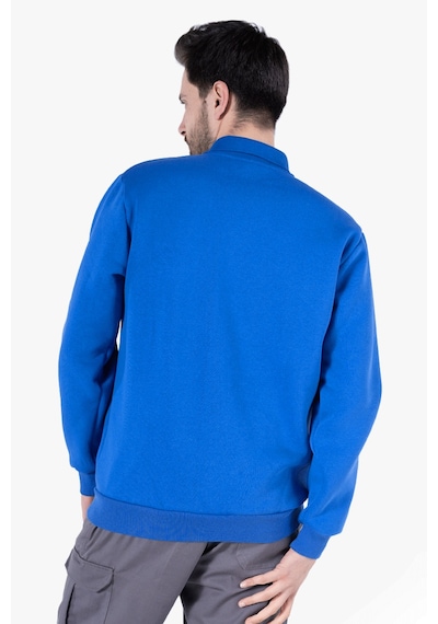 3 İplik Polo Yaka Fleto Cepli Sweatshirt Saks Mavi