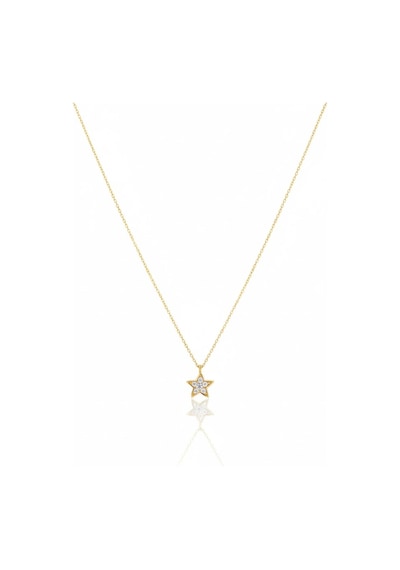14 Ayar Altın Taşlı Minimal Yıldız Kolye 418 Gold