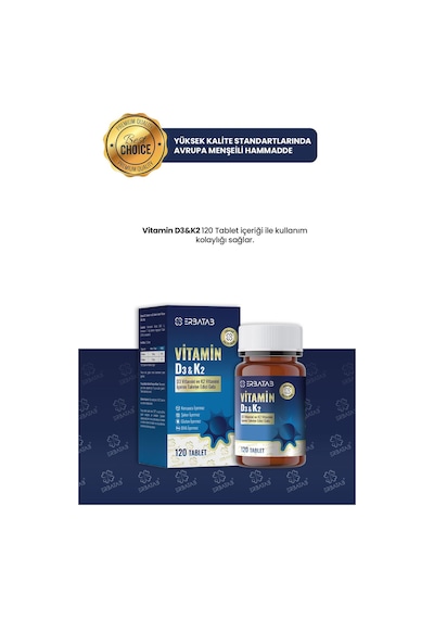 Erbatab D3 Vitamini Ve K2 Vitamini İçeren Takviye Edici Gıda