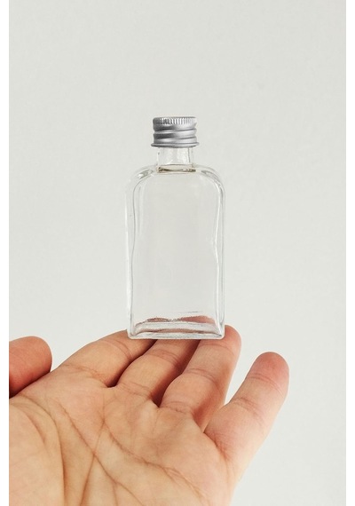 40 Ml Kolonya Tıpalı Ve Metal Kapaklı Hediyelik Yassı Kolonya Şişesi 40 Cc Nişan, Düğün Cam Şişe 50 Adet 40 Ml Yassı, Gümüş Kapak Silver