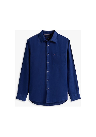Tommy Hilfiger Pıece Dye Lınen Rf Shırt Erkek Mavi Gömlek - Mw0mw39425