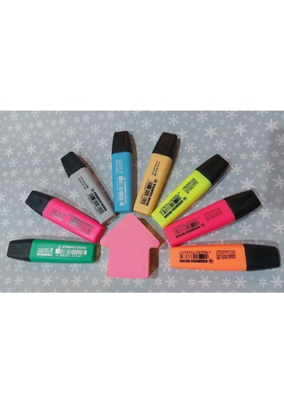 Stabilo Boss 8 Renk Set Pastel Neon Karışık + 200 Yaprak Yapışkanlı Not Kağıdı Çok Renkli
