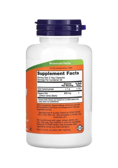 Slippery Elm, 400 Mg, 100 Veg Capsules - Dmm1129