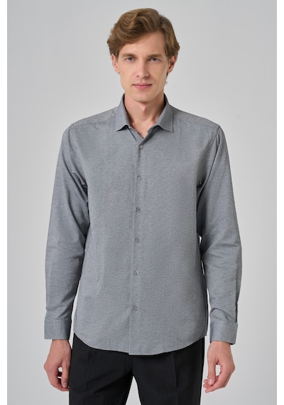 Morven Erkek Gri Slim Fit İtalyan Yaka Gömlek 25mc004069100 Gri Gri