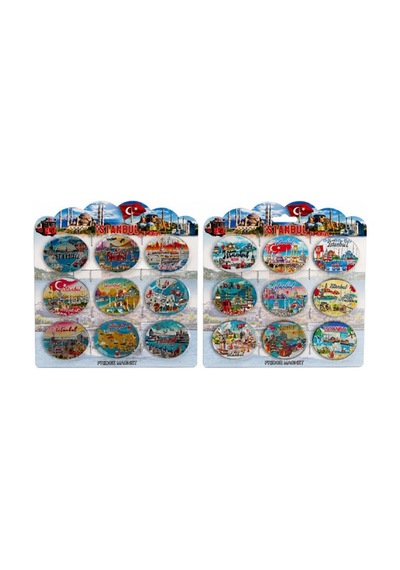 İstanbul Temalı Silikon Buzdolapı Süsü Magnet 9'lu Set Çok Renkli