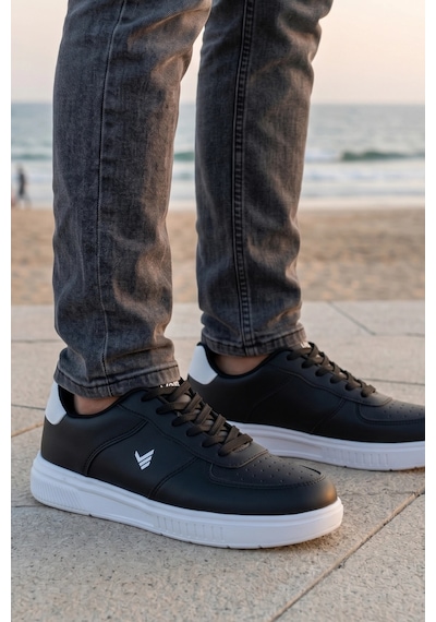 In Step Premium Serisi Siyah- Beyaz Taban Unısex Sneaker Günlük Spor Ayakkabı Siyah - Beyaz