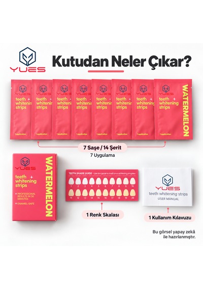 Yues Karpuz Aromalı Diş Beyazlatma Bandı 14 Şerit 7 Uygulama