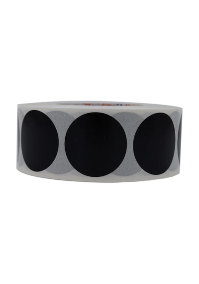 Pp Opak Daire Çap Etiketi Rulo Etiket, 30mm X 30mm Çap 1000 Adet, Yuvarlak Siyah Zemin Baskılı 1