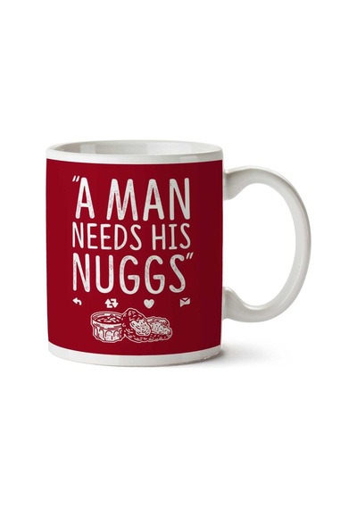 A Man Needs His Nuggs Chicken Nuggets İki Tarafı Baskılı Kupa Bardak Çok Renkli
