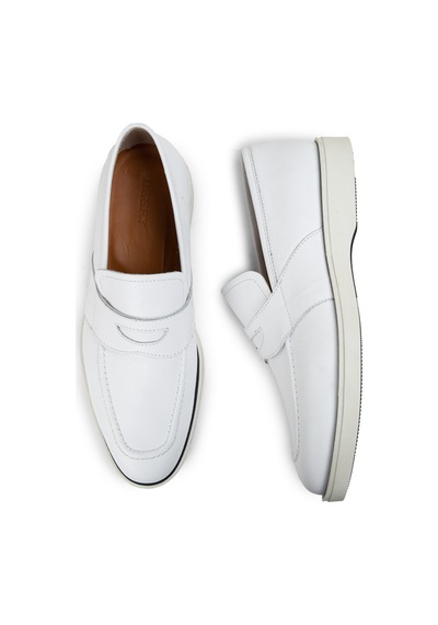 Deery Hakiki Deri Beyaz Erkek Loafer Ayakkabı - 01960mbyzc01 Beyaz