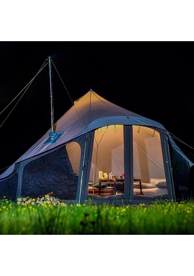 Kingcamp Khan Lıght 400 Premium 4-6 Kişilik Glamping Çadır Gri