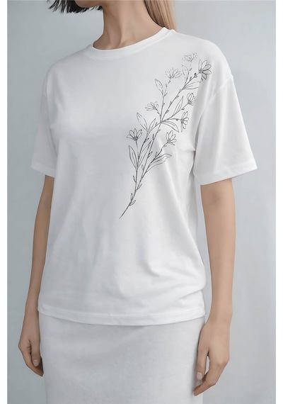 Fashion Friends Baskılı Ekru Kadın Bluz 26y0229k1