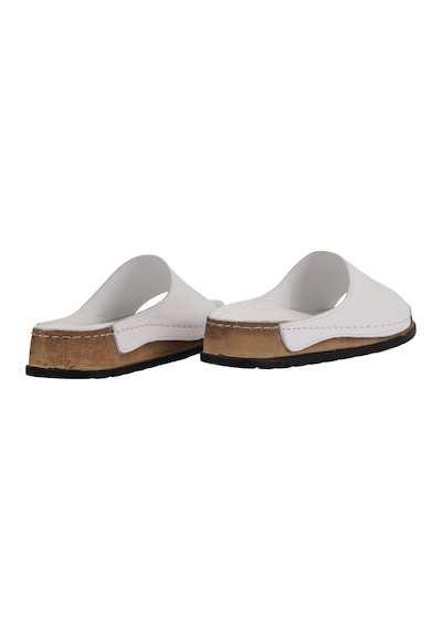 Napa Shoes Hakiki Deri Lazer Kesim Delikli Rahat Taban Kadın Terlik Napa-309 Beyaz