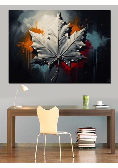 Yakın Çekim Detaylı Çınar Yaprağı Dekoratif Kanvas - Mdf Ahşap Tablo