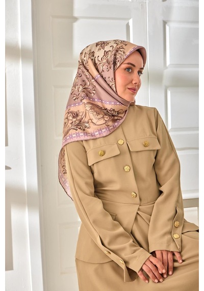 Silk Home Twill İpek Eşarp 11482-12 Pudra, Vizon, Sütlü Kahve, Pudra Vizon, Bej