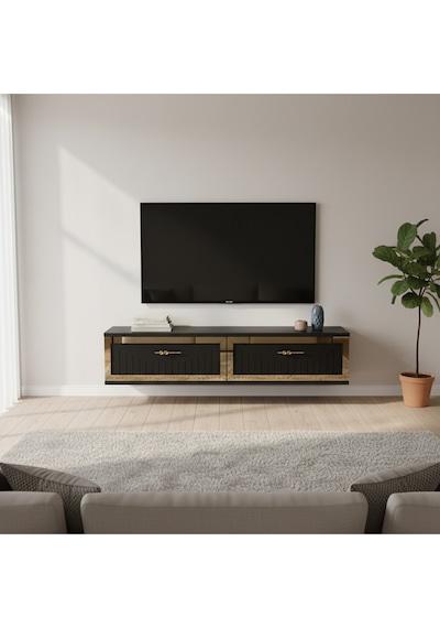 Tda1206dbg Tuna120 Duvara Montaj Tv Stand Safirmeşe-beyaz-gold 120cm