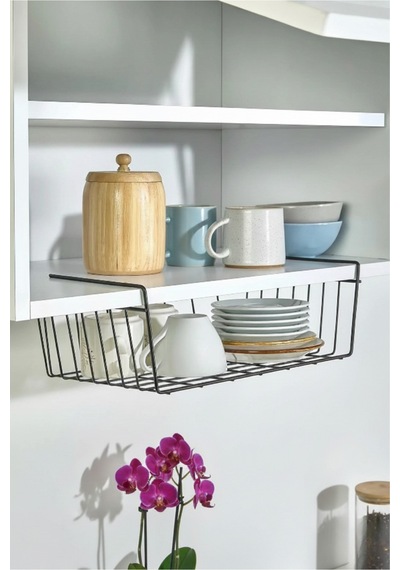 Dolap Içi Asılabilir Kanguru Model Düzenleyici Raf 36cm - Siyah Metal Siyah 47 X 37 Tr Diğer