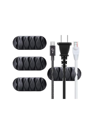 Ayrex Kyrotech 3 Adet Kablo Tutucu Seti Her Biri 5 Kablo Kapasiteli / Yapışkanlı Kablo Klipsi, Masa Üstü Kablo