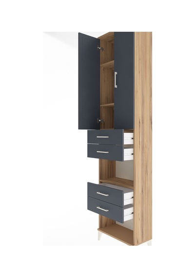 Arges Dolap 4 Raflı 4 Çekmeceli 2 Kapaklı 60x30x243 Çam-antrasit Çam
