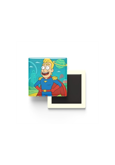 Homelander - 9x9 Cm Baskılı Kare Buzdolap Magneti