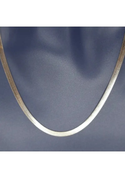 İtalyan 4 Mm Gümüş Rengi Çelik Ezme Zincir 45 Cm Silver