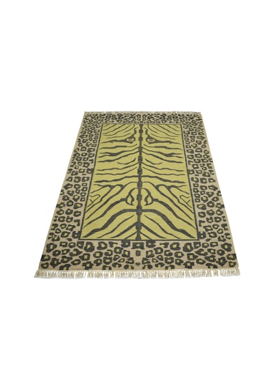 Zehra Abla Halı Yeni El Dokuma Modern Leopar Tasarım Yün Kilim 7395 Çok Renkli
