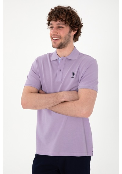U.S. Polo Assn. Erkek Regular Fit Polo Yaka Lila Basic Tişört 50298031-VR034
