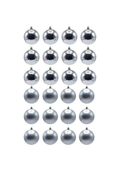 Waldern 3 Cm 24 Adet Cici Top Yılbaşı Çam Ağacı Süs 12 Parlak - 12 Mat Gümüş Diğer